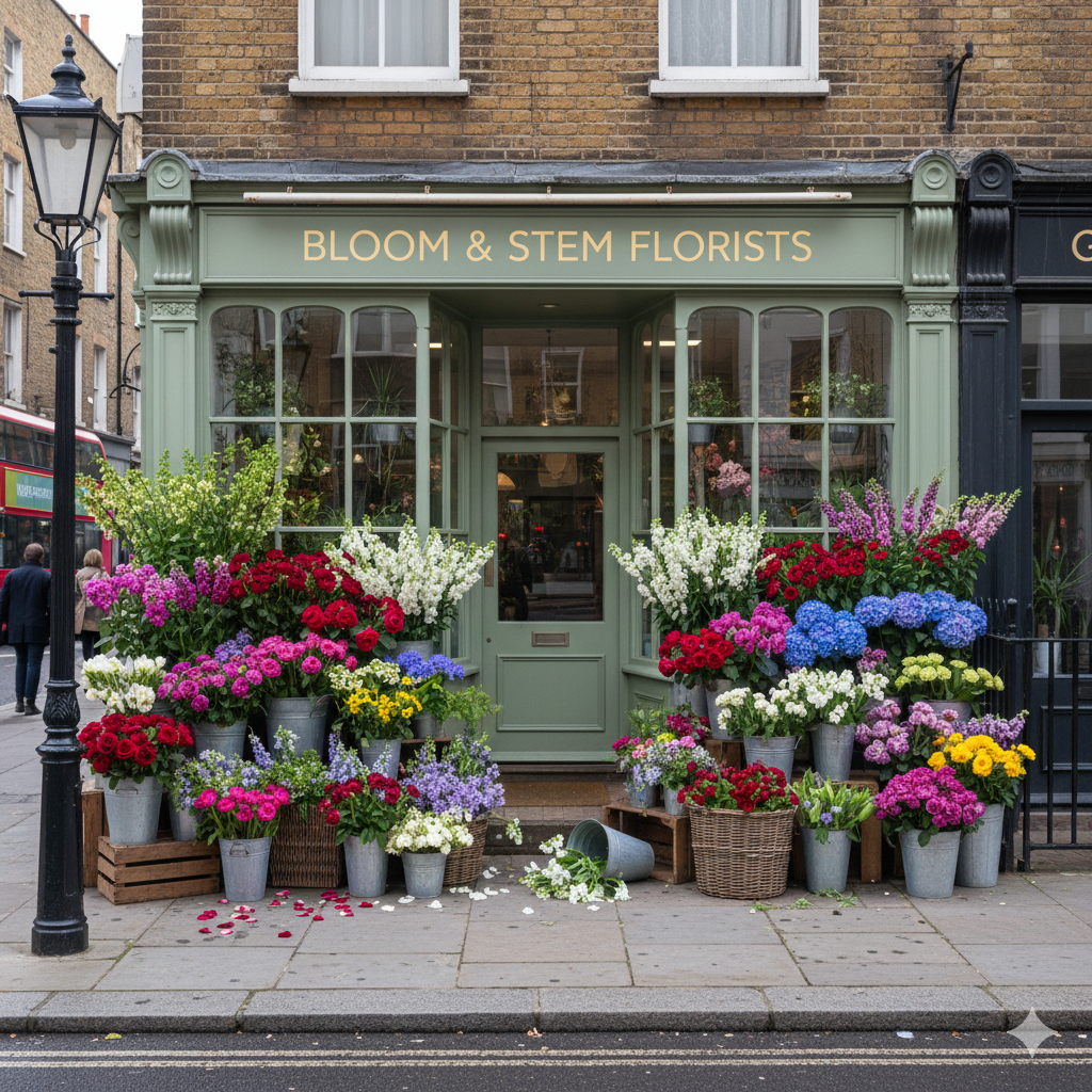 Bloom and Stem Florists shopfront in London